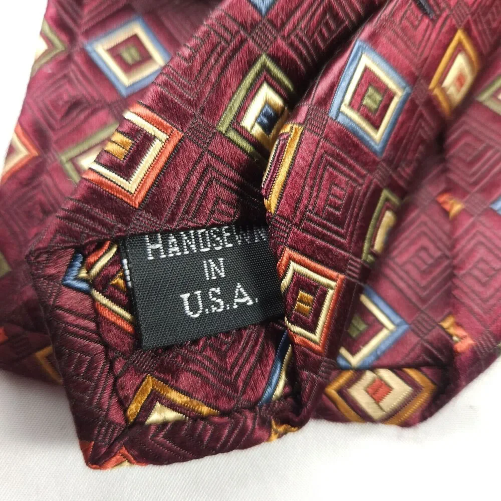 Jos.‎ A. Bank Men's Set of 2 Signature Silk Ties Burgundy Silver Gray